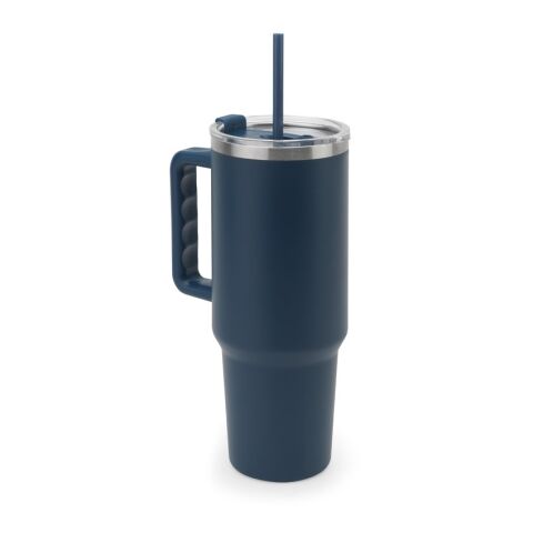 Werbeartikel JOYNER XL. Grosser Reisebecher aus Edelstahl (91 % recycelt) mit vakuumisolierter Doppelwand und matter Oberfläche 1300 ml – Dunkelblau –