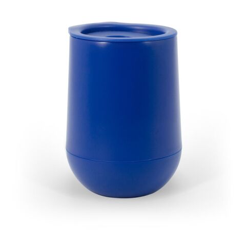 Werbeartikel ADLINGTON. Reisebecher aus PP mit doppelwandiger, luftisolierter Ausführung – Blau – mit Logo bedruckt