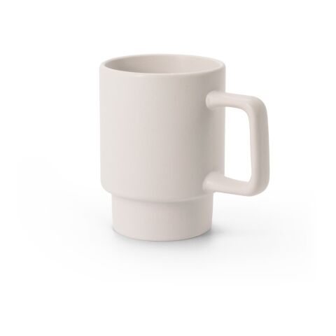 Werbeartikel KUERTEN. Keramikbecher mit matter Oberfläche 330 ml – Pastellweiss – mit Logo bedruckt