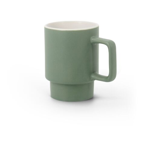 Werbeartikel KUERTEN. Keramikbecher mit matter Oberfläche 330 ml – Khaki – mit Logo bedruckt