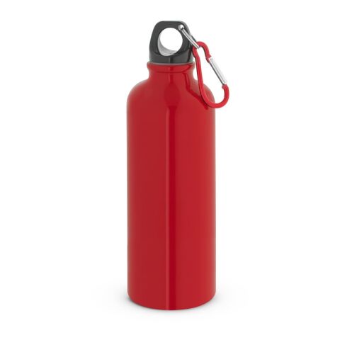 Werbeartikel KELCE. Edelstahlflasche mit einwandiger Ausführung und Karabiner, 550 ml – Rot – mit Logo bedruckt
