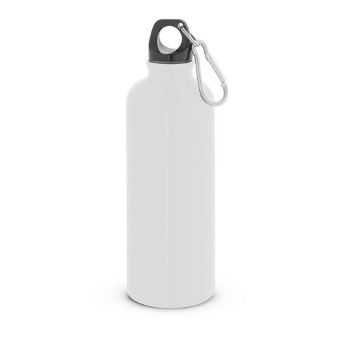 Werbeartikel KELCE. Edelstahlflasche mit einwandiger Ausführung und Karabiner, 550 ml – Weiss – mit Logo bedruckt