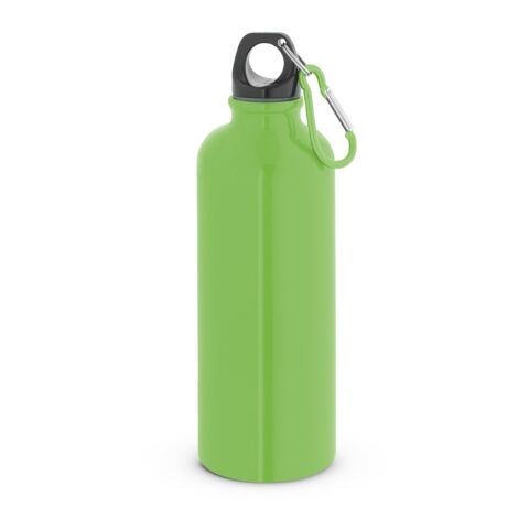 Werbeartikel KELCE. Edelstahlflasche mit einwandiger Ausführung und Karabiner, 550 ml – Hellgrün – mit Logo bedruckt