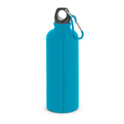 Werbeartikel KELCE. Edelstahlflasche mit einwandiger Ausführung und Karabiner, 550 ml – Hellblau – mit Logo bedruckt