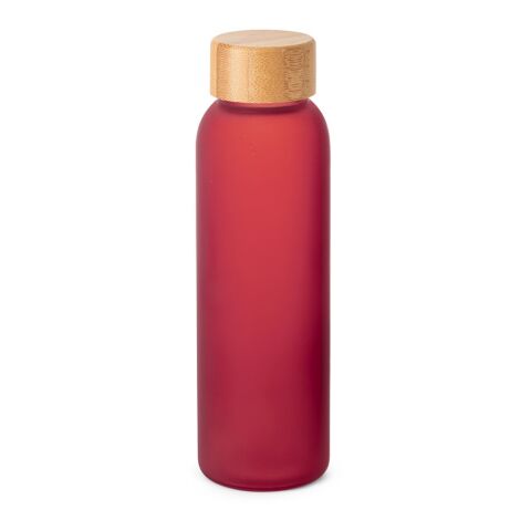 Werbeartikel LILLARD GLASS. Trinkflasche aus Mattglas 500 ml – Rot – mit Logo bedruckt