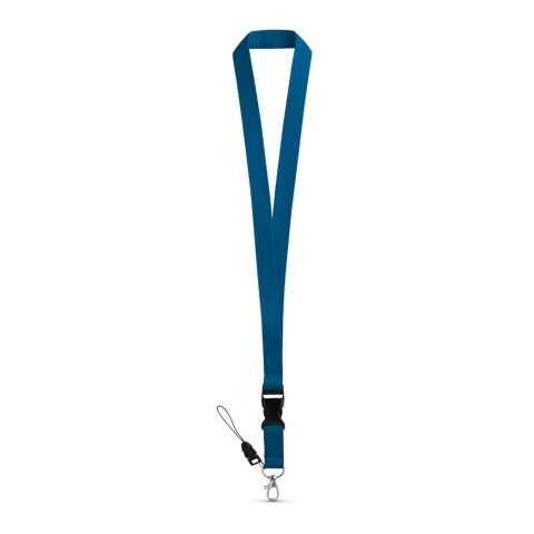 Werbeartikel ANQUETIL Lanyard Schlüsselband 20mm mit abnehmbarer Schnalle Metall-Karabiner ideal für Messen – Blau – mit Logo bedruckt