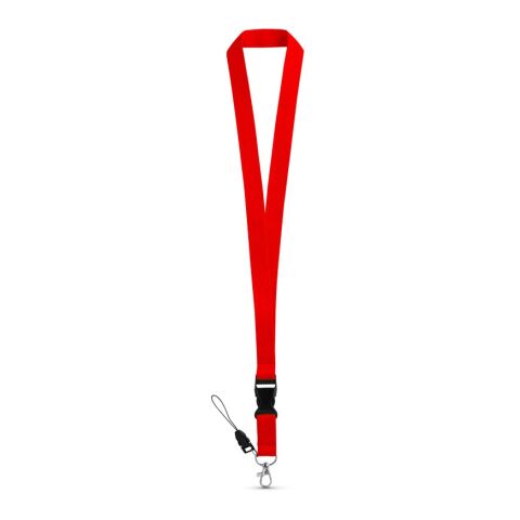 Werbeartikel ANQUETIL Lanyard Schlüsselband 20mm mit abnehmbarer Schnalle Metall-Karabiner ideal für Messen – Rot – mit Logo bedruckt