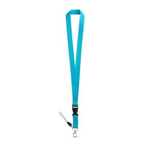 Werbeartikel ANQUETIL Lanyard Schlüsselband 20mm mit abnehmbarer Schnalle Metall-Karabiner ideal für Messen – Hellblau – mit Logo bedruckt