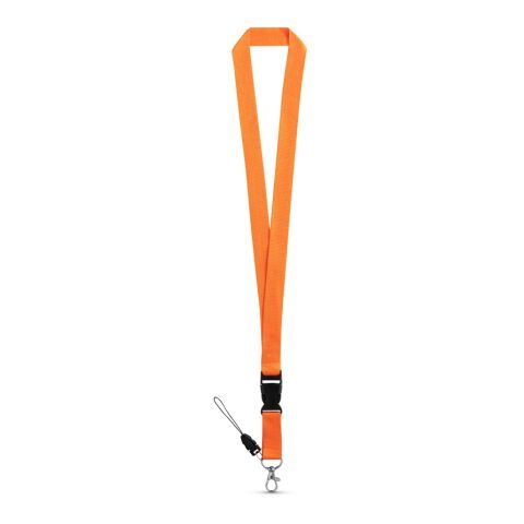 Werbeartikel ANQUETIL Lanyard Schlüsselband 20mm mit abnehmbarer Schnalle Metall-Karabiner ideal für Messen – Orange – mit Logo bedruckt