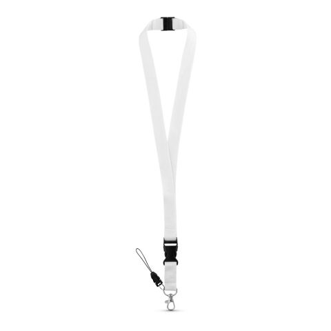 Werbeartikel MURRAY Lanyard Schlüsselband 20mm Polyester abnehmbare Schnalle & Sicherheitsverschluss ideal für Messen – Weiss – mit Logo bedruckt