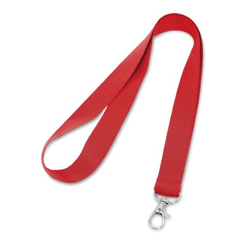 Werbeartikel LARIAT Lanyard Schlüsselband 20mm Polyester inkl. Metallkarabiner hochwertig & reissfest ideal für Messen – Rot – mit Logo bedruckt