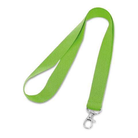 Werbeartikel LARIAT Lanyard Schlüsselband 20mm Polyester inkl. Metallkarabiner hochwertig & reissfest ideal für Messen – Hellgrün – mit Logo bedruckt