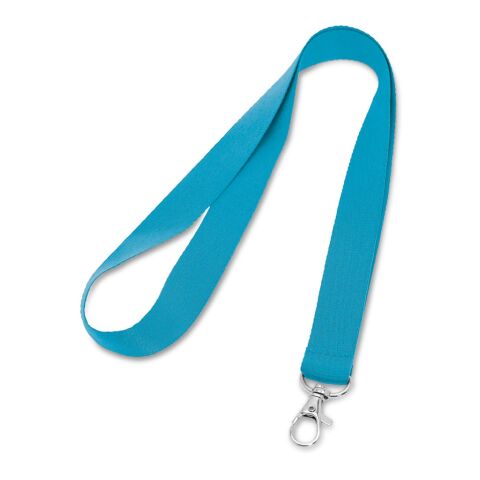 Werbeartikel LARIAT Lanyard Schlüsselband 20mm Polyester inkl. Metallkarabiner hochwertig & reissfest ideal für Messen – Hellblau – mit Logo bedruckt