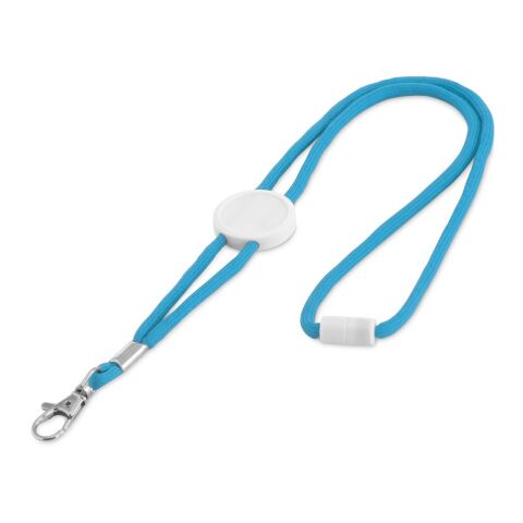 Werbeartikel WEAVE Lanyard Schlüsselband 5mm Kordel anpassbar Metall-Karabiner ideal für Doming Logo-Druck – Hellblau – mit Logo bedruckt