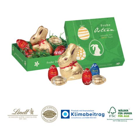 Osternest mit Schokolade von Lindt auf Graspapier, Klimaneutral, FSC® 4C Digital-/Offsetdruck