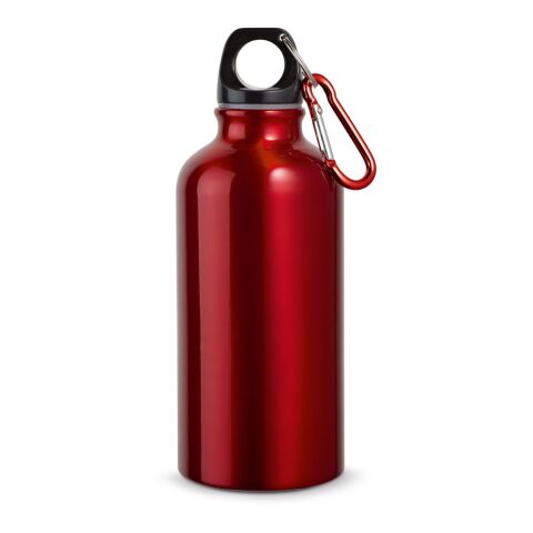 Werbeartikel Aluminium Sport Trinkflasche 400 ml Landscape Karabiner BPA-frei leicht – Rot – mit Logo bedruckt