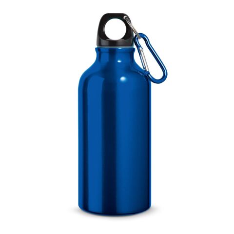 Werbeartikel Aluminium Sport Trinkflasche 400 ml Landscape Karabiner BPA-frei leicht – Königsblau – mit Logo bedruckt