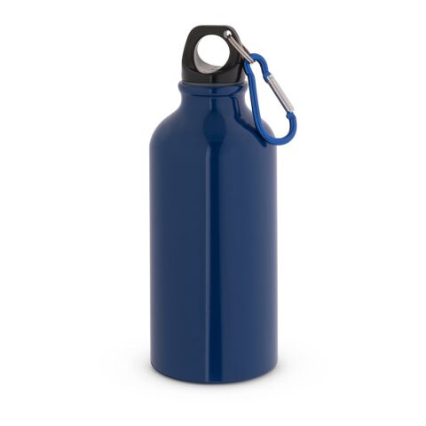 Werbeartikel Aluminium Sport Trinkflasche 400 ml Landscape Karabiner BPA-frei leicht – Dunkelblau – mit Logo bedruckt