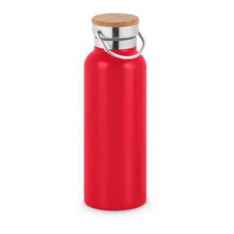 Nachhaltiger Werbeartikel RAGNAR. Trinkflasche aus Edelstahl (36% recycelt) (570 mL), doppelwandig und vakuumisoliert – Rot – mit Logo bedruckt