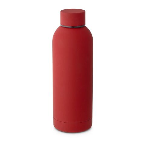 Werbeartikel ODIN. Trinkflasche aus Edelstahl (36% recycelt) (550 mL) mit gummierter Oberfläche – Burgunder – mit Logo bedruckt