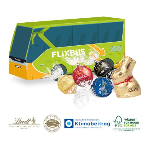 3D Präsent Bus mit Lindt Schokoladenmischung, Klimaneutral, FSC® 