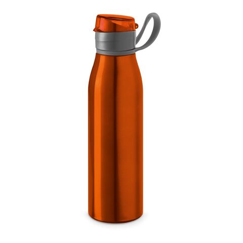 Werbeartikel Aluminium Sportflasche 650 ml KORVER mit Tragegriff BPA-frei auslaufsicher – Orange – mit Logo bedruckt