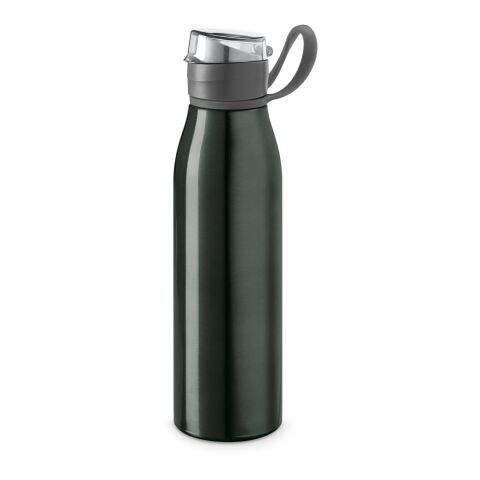 Werbeartikel Aluminium Sportflasche 650 ml KORVER mit Tragegriff BPA-frei auslaufsicher – Gewehrmetall – mit Logo bedruckt