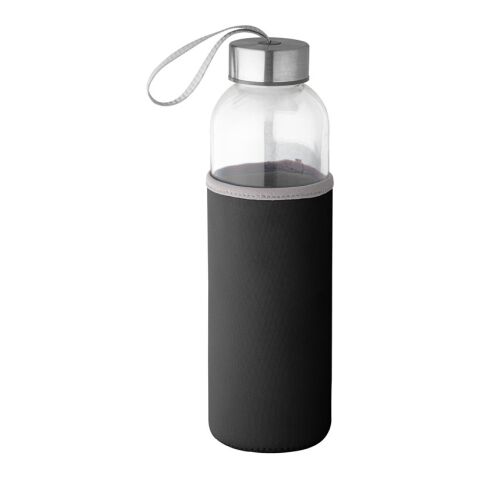 RAISE. Glas und Edelstahl Sportflasche 520 mL Schwarz | ohne Werbeanbringung