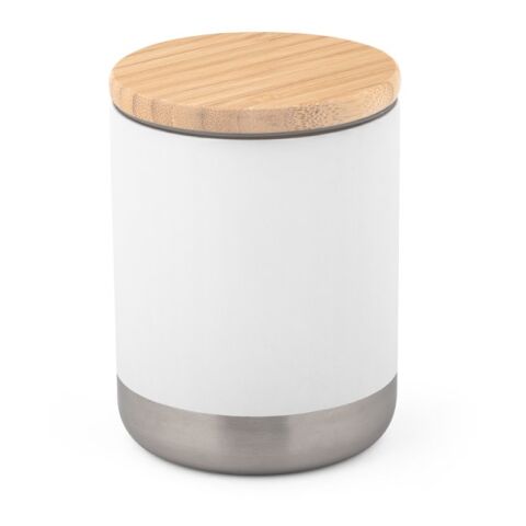 Werbeartikel NORRE TUMBLER. Isolierbecher aus Edelstahl (36% recycelt) (370 mL), doppelwandig und vakuumisoliert – Weiss – mit Logo bedruckt