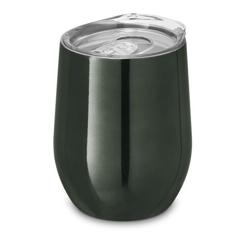 Werbeartikel RONDE. Reisebecher aus Edelstahl 400 ml – Gewehrmetall – mit Logo bedruckt