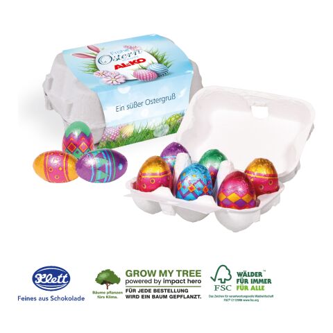 Schoko-Eier 6Er Mit Lindt Schokolade bunt | 4C Digital-/Offsetdruck | Klett Schokolade