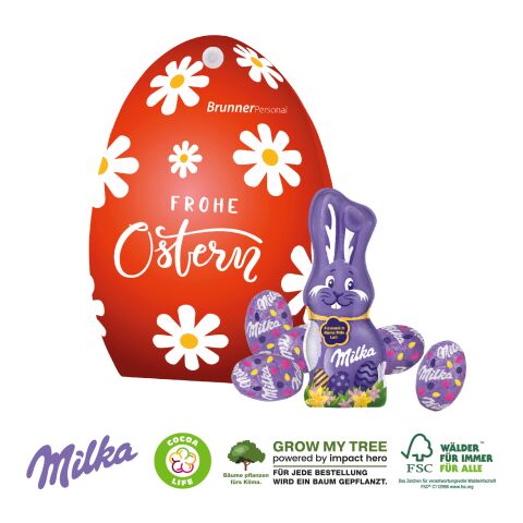 Werbe-Osterei Mit Schokoladenmischung Von Milka bunt | 4C Digital-/Offsetdruck