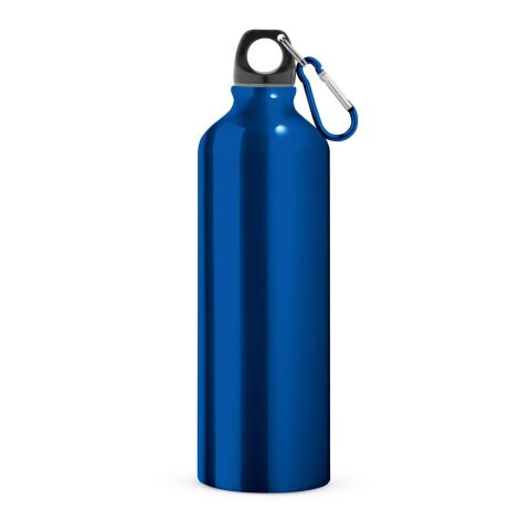Werbeartikel LANDSCAPE L 800 ml Aluminium-Sportflasche einwandig mit Karabiner & Drehverschluss – Königsblau – mit Logo bedruckt