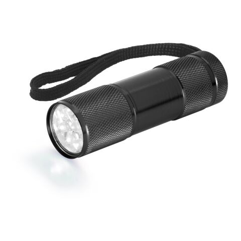 FLASHY. Taschenlampe aus Aluminium mit 9-LEDs Schwarz | ohne Werbeanbringung