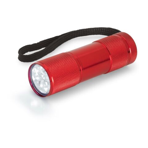 Werbeartikel FLASHY. Taschenlampe aus Aluminium mit 9-LEDs – Rot – mit Logo bedruckt