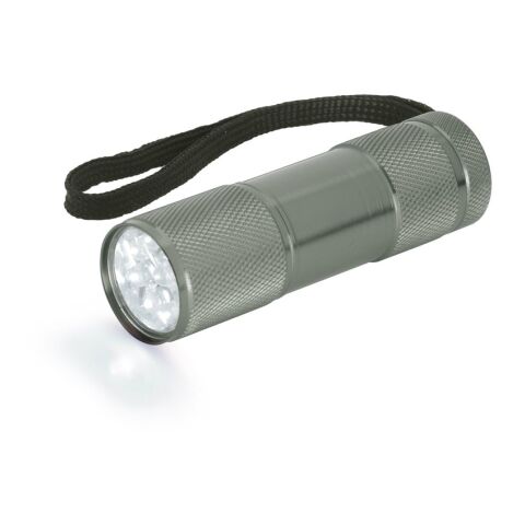 FLASHY. Taschenlampe aus Aluminium mit 9-LEDs Grau | ohne Werbeanbringung