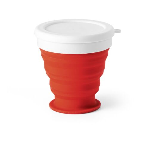 Werbeartikel ASTRADA. faltbarer Reisebecher aus Silikon und PP 250 ml – Rot – mit Logo bedruckt