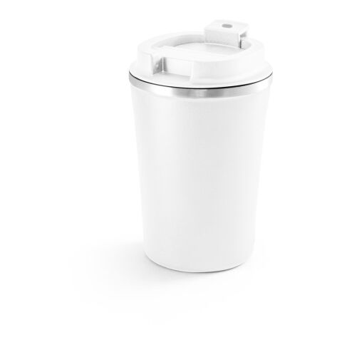 Werbeartikel PHELPS. Reisebecher aus Edelstahl und PP 470 ml – Weiss – mit Logo bedruckt