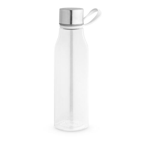 Nachhaltiger Werbeartikel SENNA. Recycelte PET-Flasche (100 % rPET) mit glänzender, transluzenter Oberfläche – Transparent – mit Logo bedruckt