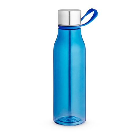 Nachhaltiger Werbeartikel SENNA. Recycelte PET-Flasche (100 % rPET) mit glänzender, transluzenter Oberfläche – Königsblau – mit Logo bedruckt