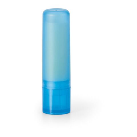 Werbeartikel JOLIE. Lippenbalsam aus PS und PP – Blau – mit Logo bedruckt