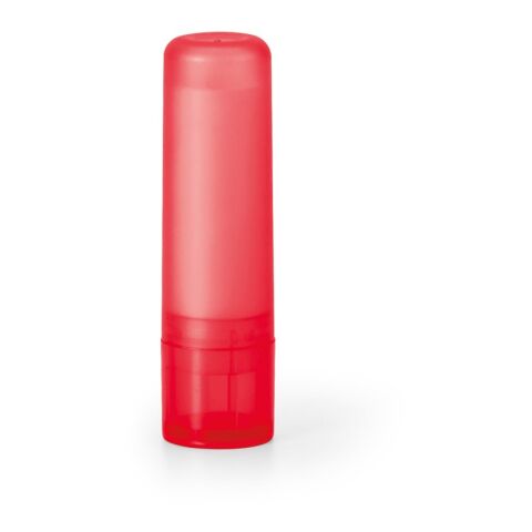 Werbeartikel JOLIE. Lippenbalsam aus PS und PP – Rot – mit Logo bedruckt
