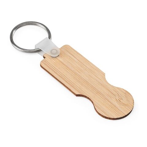 SHOPZ. Schlüsselanhänger aus Bambus mit münzförmigem Ende