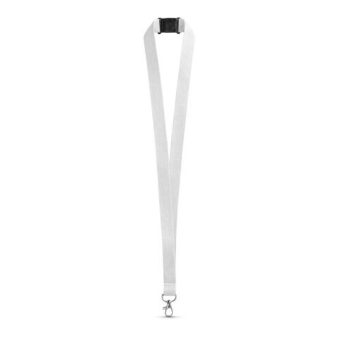 Werbeartikel LEEDS Lanyard Schlüsselband 20mm Polyester inkl. Metallkarabiner & Sicherheitsverschluss ideal für Messen – Weiss – mit Logo bedruckt