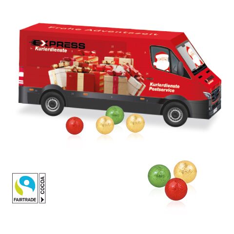 Werbeartikel 3D Adventskalender "Transporter" – bunt – mit Logo bedruckt