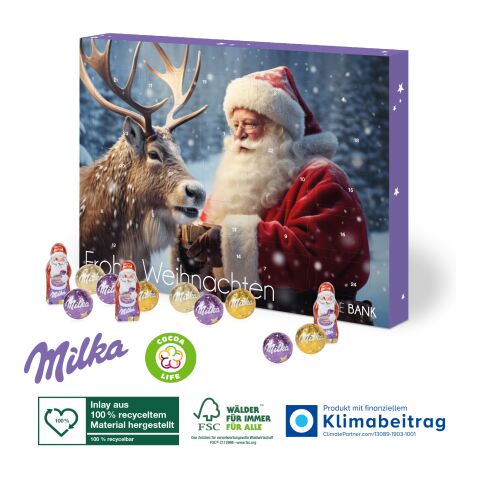 Adventskalender Milka „Edition“, Inlay aus 100% recyceltem Material bunt | 4C Digital-/Offsetdruck