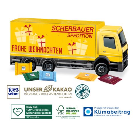 3D Adventskalender LKW Ritter SPORT, Klimaneutral, FSC®, Inlay aus 100% recyceltem Material 