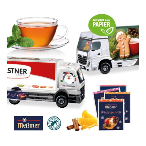 Adventskalender Meßmer „Tee-Lkw“ bunt | 4C Digital-/Offsetdruck