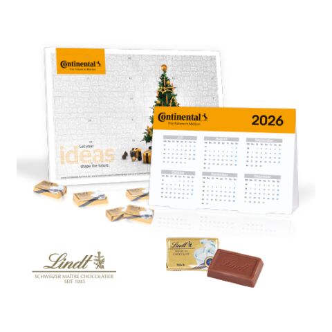 „2 In 1“ Marken-Adventskalender Lindt Schokolade Mit Jahresplaner bunt | 4C Digital-/Offsetdruck