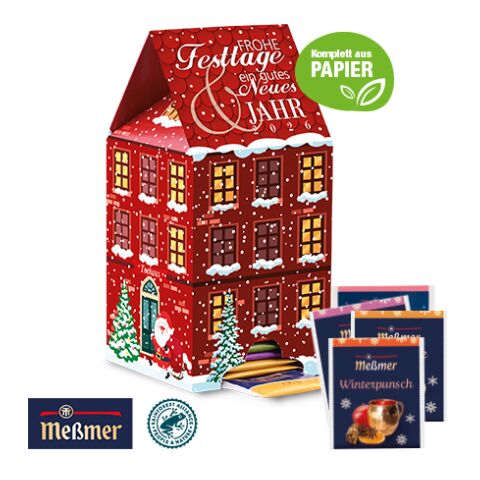 Adventskalender Meßmer „Tee-Haus“ bunt | 4C Digital-/Offsetdruck